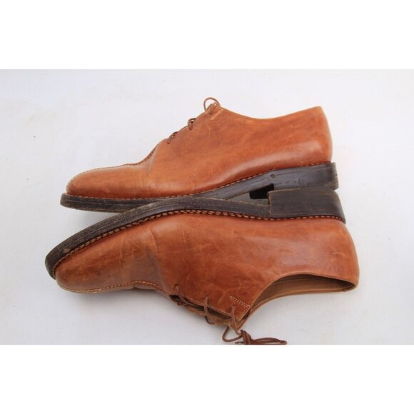 Lidfort for Barney's Mens Leather Lace Up Shoes Brown Tan Mens Sz 9 - Picture 12 of 16